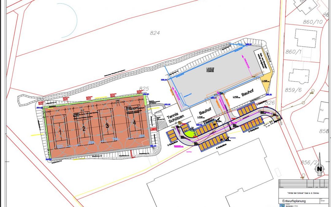 Neubau einer Tennisanlage mit 4 Tennisplätzen und eines kommunalen Bauhofes